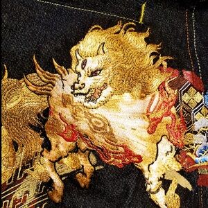 Evisu Selvedge Hakitaku Embroidery Daicock thick denim heavy Jeans NWT w Bag